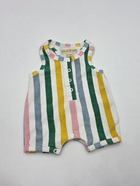 Hugo Loves Tiki pastel stripe terry romper size 0-3 months